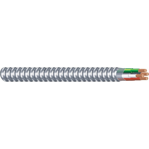 Southwire Armorlite 68583422 Armored Cable, 12 AWG Cable, 3-Conductor, 50 ft L, Copper Conductor, PVC Insulation