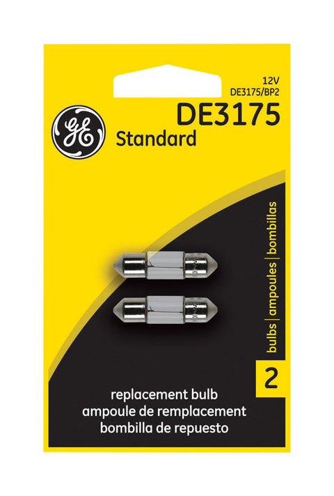 GE Miniature Lamps DE3175 For Foreign Car Courtesy Light 12 volts 2 Carded