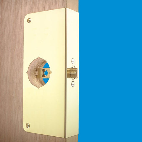Prime-Line U 9548 Lock and Door Reinforcer, 2-3/8 in Backset, 1-3/4 in Thick Door, Brass, 9 in H, 3-7/8 in W