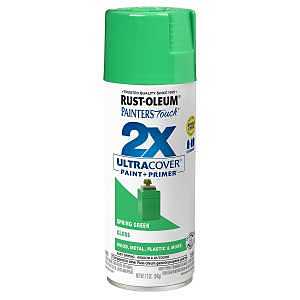 Rust-Oleum Painter's Touch 2X Ultra Cover 334055 Spray Paint, Gloss, Spring Green, 12 oz, Aerosol Can