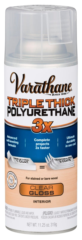 Varathane 318292 Polyurethane Spray, Water Base, Clear, Gloss, Liquid, 11.25 oz Aerosol Can, Pack of 6