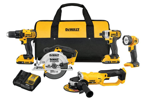 DEWALT DCK521D2 Combination Tool Kit, Battery Included, 2 Ah, Lithium-Ion, 5-Tools
