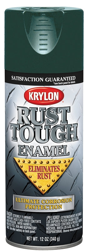 Krylon Rust Tough K09223007 Rust Preventative Spray Paint, Gloss, Hunter Green, 12 oz, Can