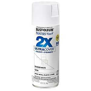 Rust-Oleum Painter's Touch 2X Ultra Cover 346950 Spray Paint, Satin, Blossom White, 12 oz, Aerosol Can