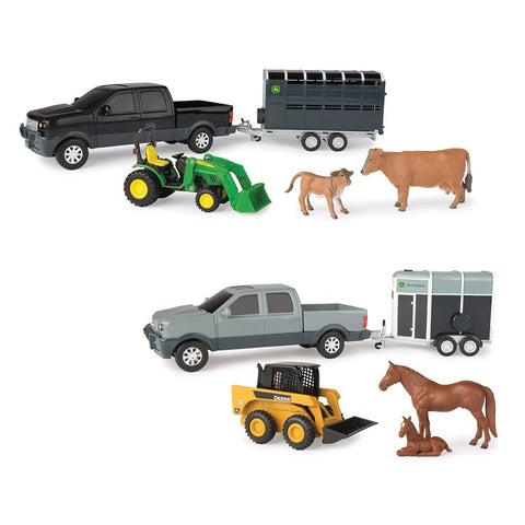 Ertl 37656A Pickup and Livestock Trailer Set, 3 years and Up, Pack of 4