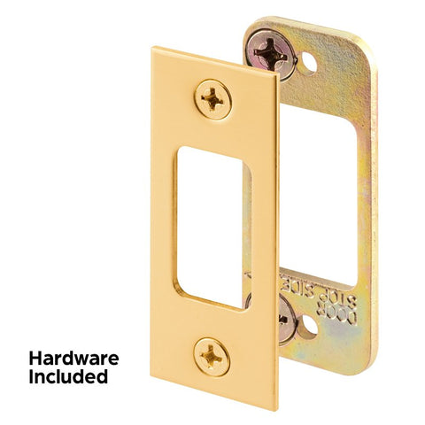 Defender Security E 2479 Deadbolt Strike Plate, 2-3/4 in L, 1-1/8 in W, Steel, Brass