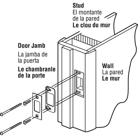 Defender Security E 2479 Deadbolt Strike Plate, 2-3/4 in L, 1-1/8 in W, Steel, Brass