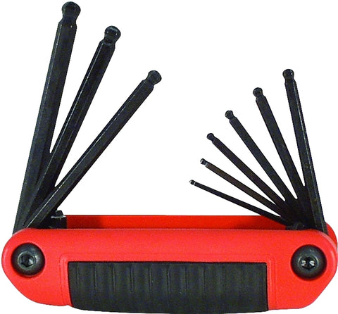 Eklind Ergo-Fold 25919 Ball End Hex Key Set, 9-Piece, Alloy Steel, Black, Specifications: Ergonomic Handle