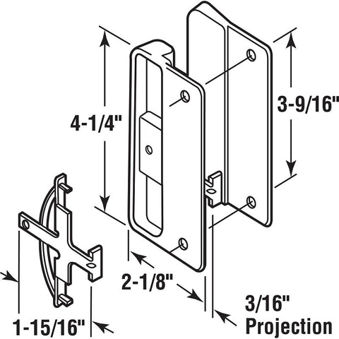 Prime-Line A 151 Door Latch and Pull, 2-1/8 in W, Plastic/Steel