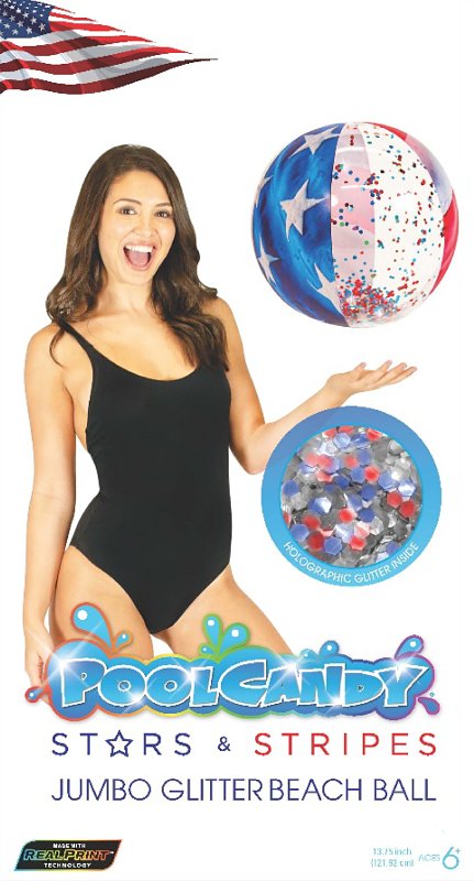 PoolCandy US1786US Inflatable Beach Ball, 13-3/4 in Dia, PVC, Multi-Color