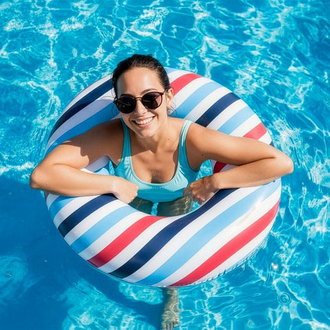 PoolCandy US2136SS Pool Tube, Inflatable Profile, Vinyl, Blue/Red/White