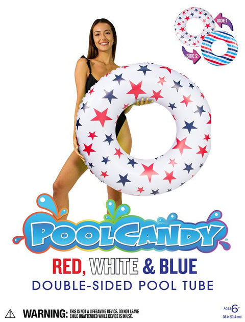 PoolCandy US2136SS Pool Tube, Inflatable Profile, Vinyl, Blue/Red/White
