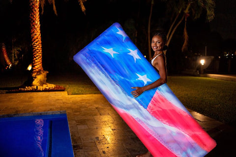 PoolCandy Stars and Stripes Series US4452USL Deluxe-Size American-Flag Pool Raft, PVC, Multi-Color