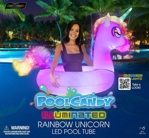 PoolCandy PC2942UNI Illuminated LED Pool Tube, Inflatable Profile, PVC, Multi-Color