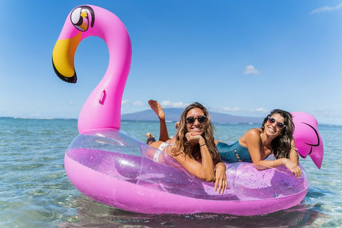 PoolCandy PC1810GF Gigantic Float, Inflatable Profile, Flamingo, PVC, Pink Glitter
