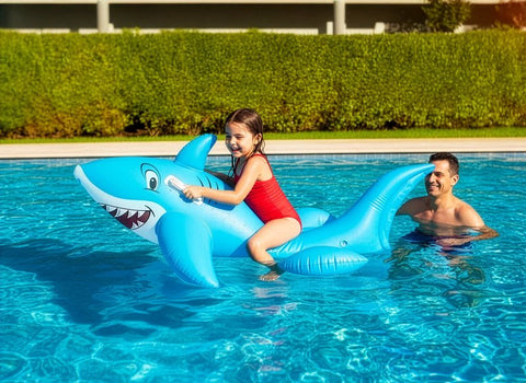 PoolCandy PC1760SHK Giant Ride-On, Inflatable Profile, Shark, PVC, Blue
