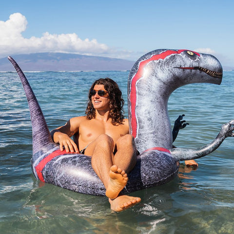 PoolCandy PC2642VR Beach and Pool Tube, Inflatable Profile, Velociraptor, PVC, Multi-Color