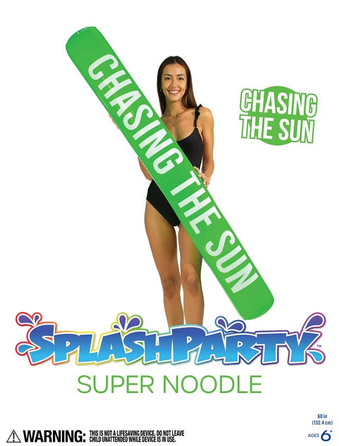 PoolCandy SplashParty Series PC1524GN1 Chasing the Sun Super Noodle, Inflatable Profile, PVC, Sour Apple Green