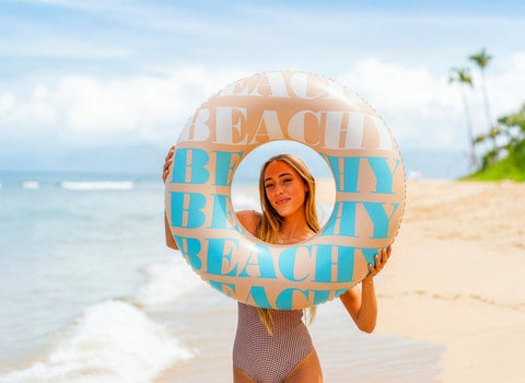 PoolCandy Good Vibes Series PC2036GV1 Pool Tube, Inflatable Profile, PVC, Light Blue