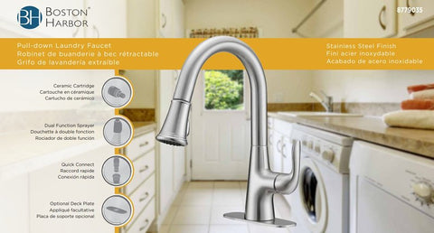 PULL-DOWN LNDRY FAUCET 1H BNIC