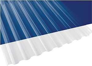Suntuf 101699 Corrugated Panel, 12 ft L, 26 in W, Greca 76 Profile, 0.032 Thick Material, Polycarbonate, Clear
