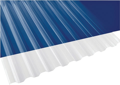 Suntuf 101699 Corrugated Panel, 12 ft L, 26 in W, Greca 76 Profile, 0.032 Thick Material, Polycarbonate, Clear