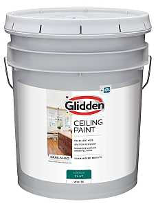 Glidden Grab-N-Go 2070T/05 Ceiling Paint, Flat, White, 5 gal, Resists: Alkali, Chemical, Spatter, Latex Base
