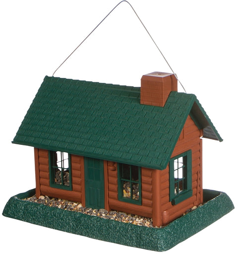 North States Village Series 9063 Hopper Bird Feeder, Log Cabin, 8 lb, Safflower Seed, Sunflower Seed, Wild Bird Seed