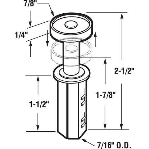 Prime-Line N 6544 Door Roller, 7/8 in Dia Roller, 1/4 in W Roller, Nylon/Steel, Silver, 1-Roller, 50 lb, Top
