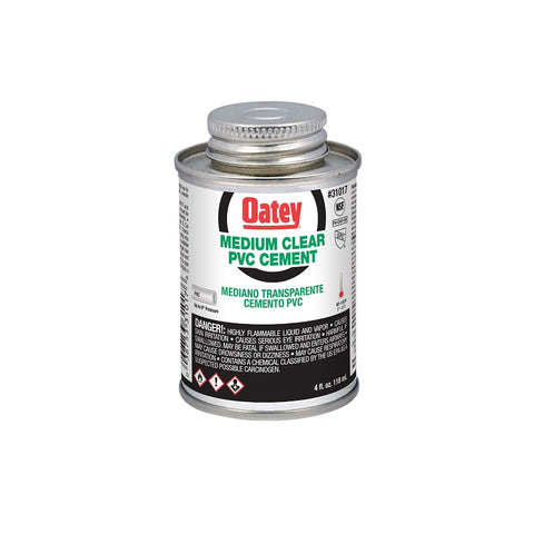 Oatey 31017 Medium-Bodied Fast Set Cement, 4 oz Can, Liquid, Clear, Pack of 24