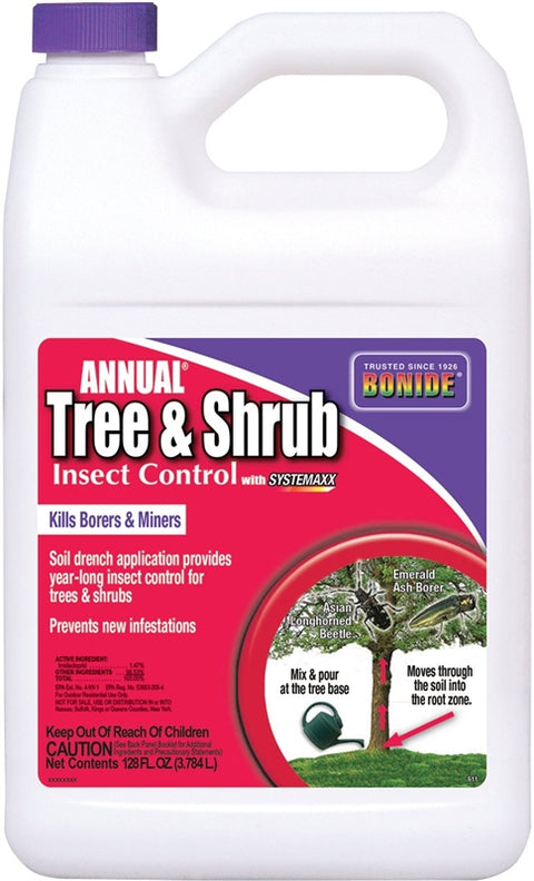 Bonide Annual 611 Concentrated Tree and Shrub Insect Control, 1 gal, Opaque/Tan, Liquid
