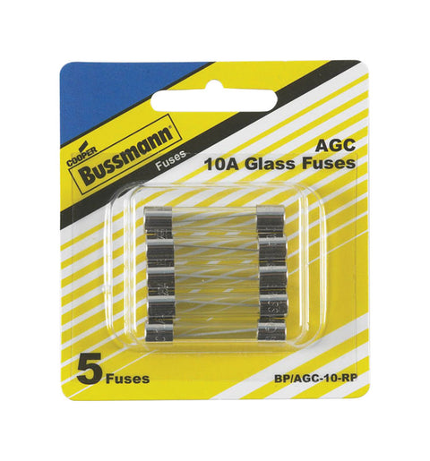 Bussmann 10 amps AGC Glass Tube Fuse 5 pk