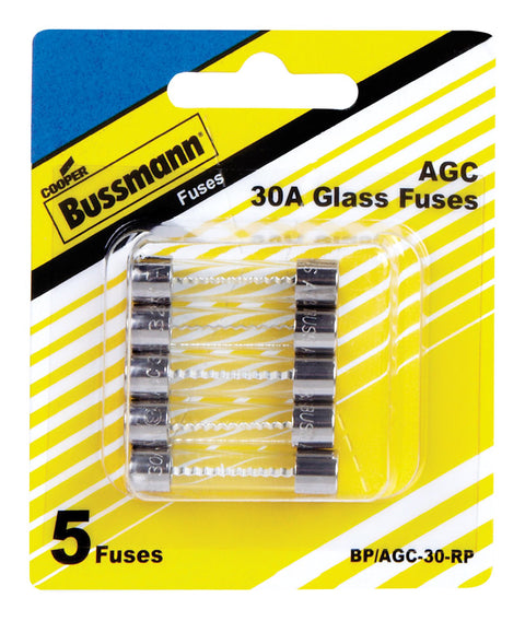 Bussmann 30 amps AGC Glass Tube Fuse 5 pk
