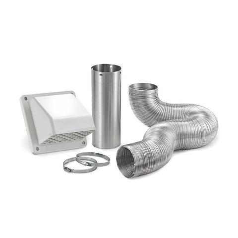 Lambro 1375W-R Wall Hood Vent Kit, Plastic, White, Includes: (2) 4 in Metal Worm Gear Clamps