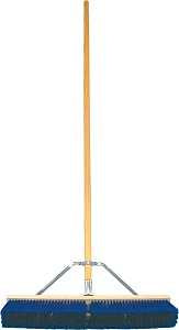 Birdwell 5028-4 Contractor Push Broom, 24 x 2-5/8 x 7/8 in Block, Black/Blue Bristle, 3 in L Trim, Hardwood Handle
