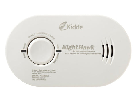 Kidde NightHawk 900-0233 Carbon Monoxide Alarm, 10 ft, +/-30 % Accuracy, 4 to 15 min Response, 85 dB, Wall, White