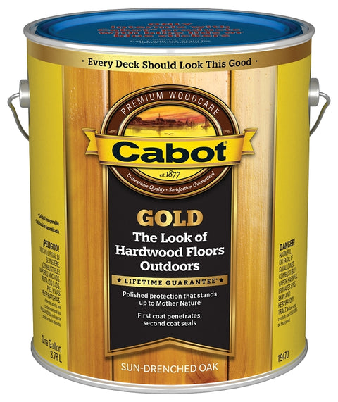 Cabot 140.0019470.007 Wood Conditioning Stain, Gold Gloss, Liquid, Sun Drenched Oak, 1 gal, Can, Pack of 4
