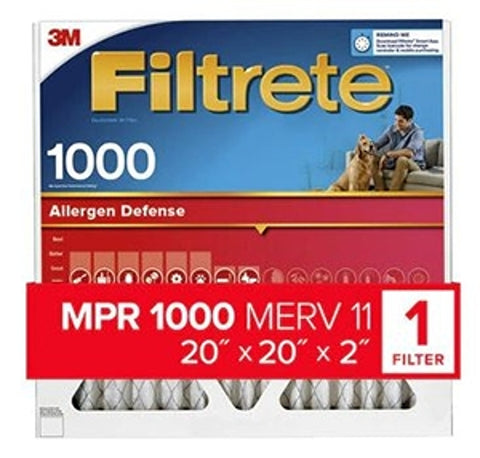 Filtrete Allergen Defense Series NADP02-2IN-4 Air Filter, 20 in L, 20 in W, 11 MERV, 1000 MPR, Polypropylene Frame, Pack of 4