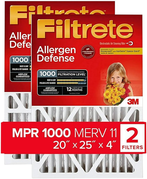 Filtrete NADP03-2PK-2 Air Filter, 25 in L, 20 in W, 11 MERV, 1000 MPR, Cardboard Frame