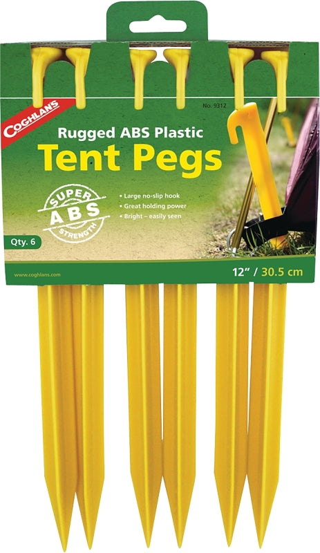 Coghlan's 9312 Tent Peg, 12 in L, ABS, Yellow