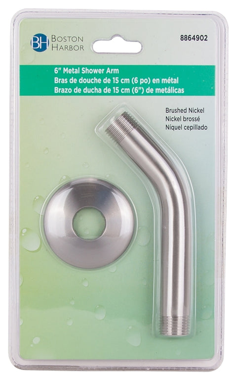 Boston Harbor A558215NP-OBF1 Shower Arm with Flange, 1/2-14 Connection, Threaded, 2.25 in L, Stainless Steel