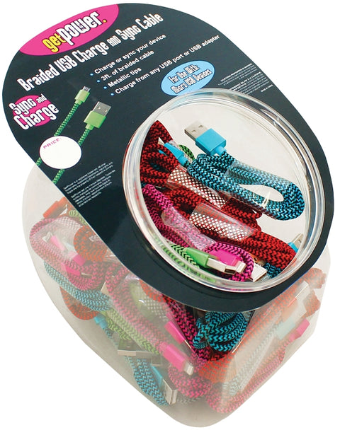 GetPower CWP-USBBOWL-BRM USB Charging and Sync Cable, 3 ft L, Suitable for: Micro USB Ported Electronics