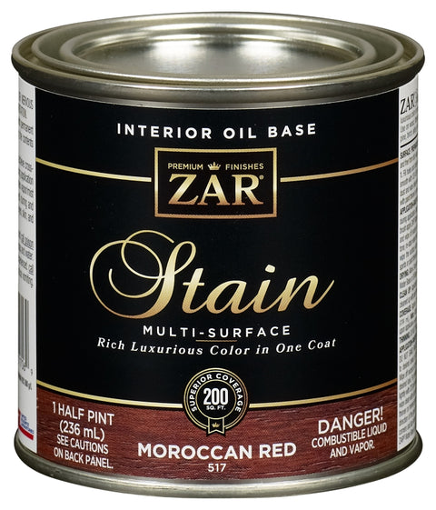 ZAR 51706 Wood Stain, Moroccan Red, Liquid, 0.5 pt
