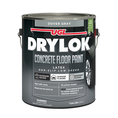 Drylok 89413 Concrete Floor Paint, Flat Sheen, Dover Gray, 1 gal, 300 to 400 sq-ft/gal Coverage Area, Pack of 2