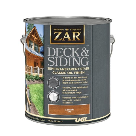 ZAR 67913 Semi-Transparent Stain, Cedar, Liquid, 1 gal
