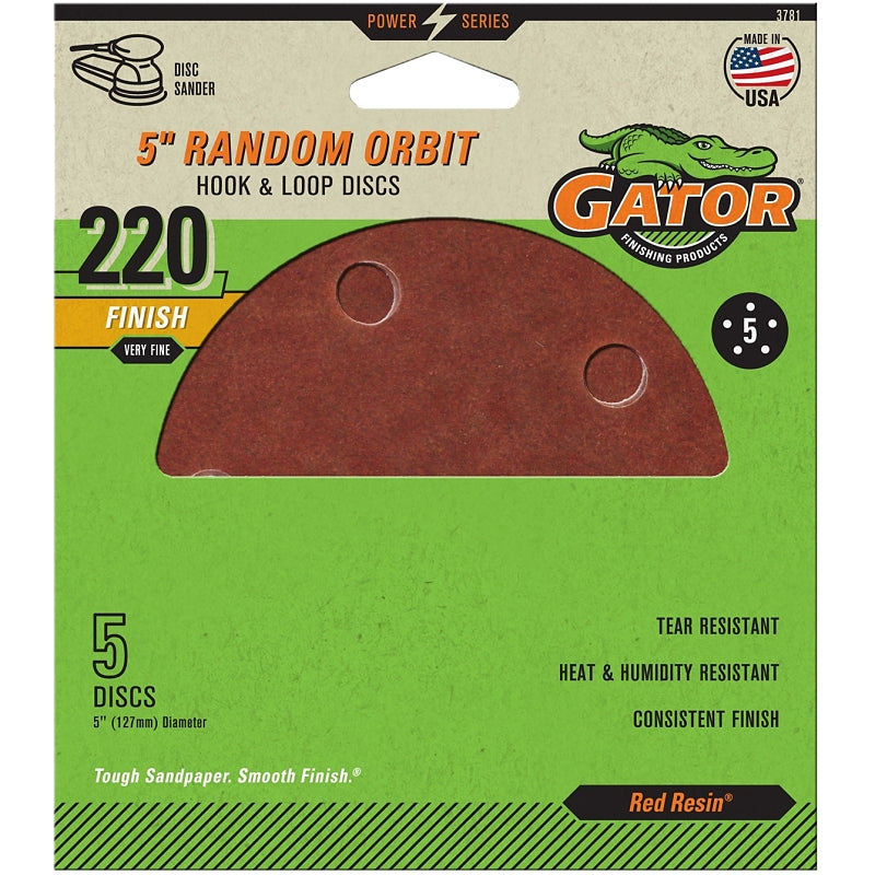 Gator 3781 Sanding Disc, 220 Grit, Extra Fine, Aluminum Oxide Abrasive ...