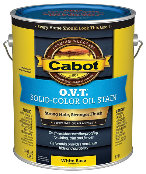 Cabot 140.0006701.007 Solid Stain, Flat, White, Liquid, 1 gal, Oil Base, Pack of 4