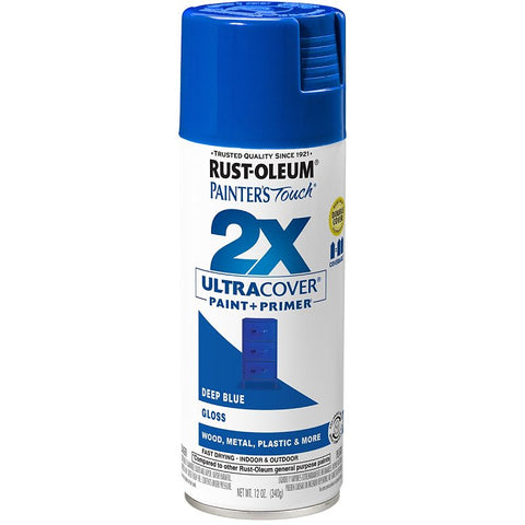 Rust-Oleum Painter's Touch 2X Ultra Cover 334032 Spray Paint, Gloss, Deep Blue, 12 oz, Aerosol Can