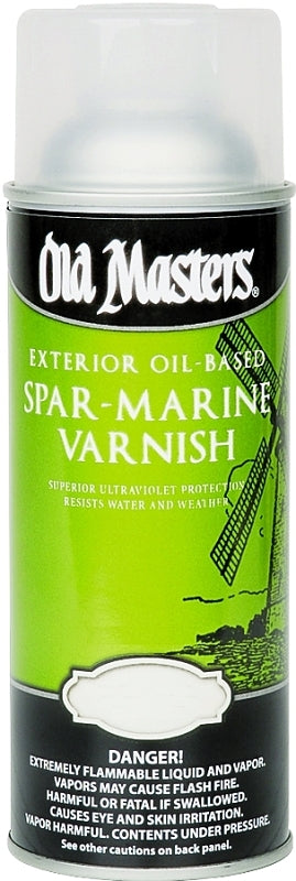 Old Masters 92510 Spar Marine Varnish, Semi-Gloss, Liquid, 13 oz, Aerosol Can