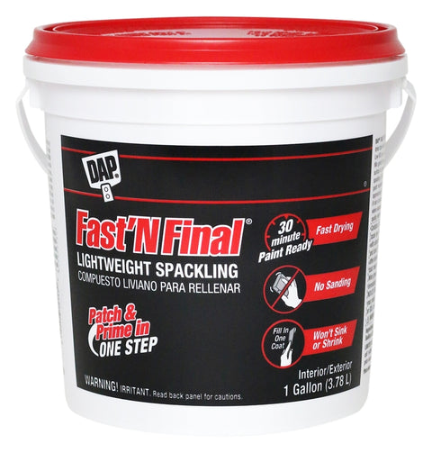 DAP 12143 Lightweight Spackling, Latex, Oil Base, White, 1 gal Tub